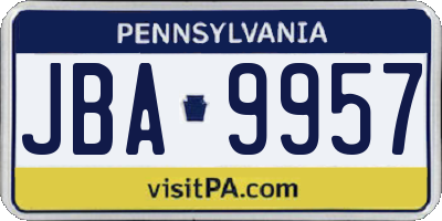 PA license plate JBA9957
