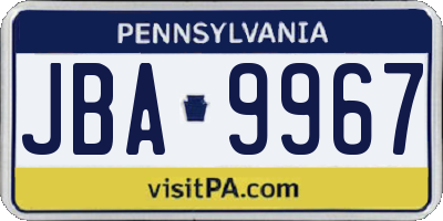 PA license plate JBA9967