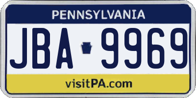 PA license plate JBA9969