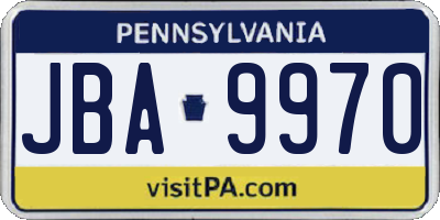 PA license plate JBA9970