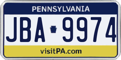 PA license plate JBA9974