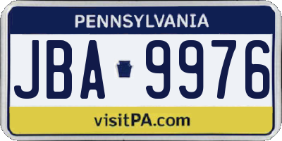 PA license plate JBA9976
