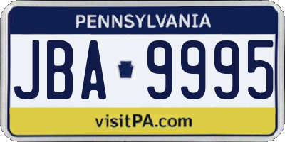 PA license plate JBA9995