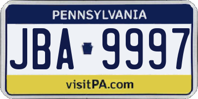 PA license plate JBA9997