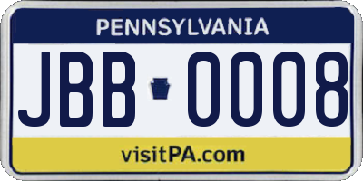 PA license plate JBB0008