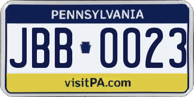 PA license plate JBB0023