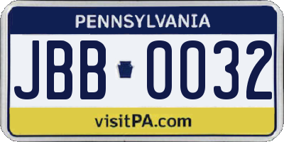 PA license plate JBB0032