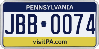 PA license plate JBB0074