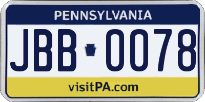 PA license plate JBB0078