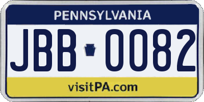 PA license plate JBB0082