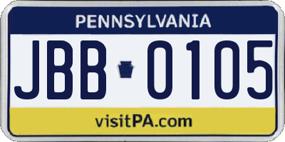 PA license plate JBB0105