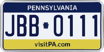 PA license plate JBB0111