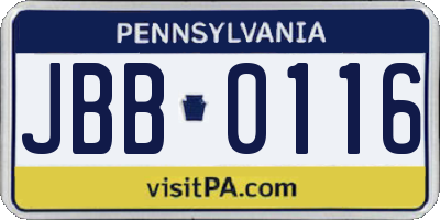 PA license plate JBB0116