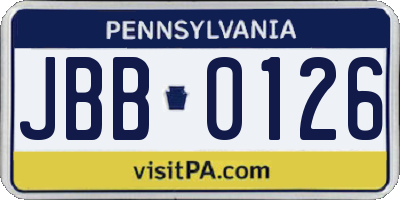 PA license plate JBB0126