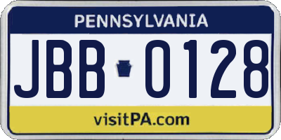 PA license plate JBB0128