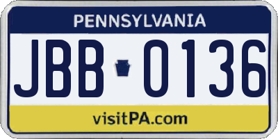 PA license plate JBB0136