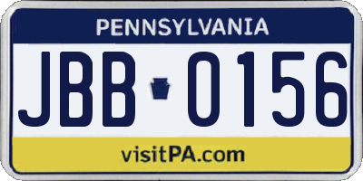 PA license plate JBB0156