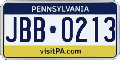 PA license plate JBB0213