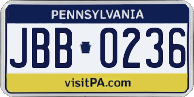 PA license plate JBB0236