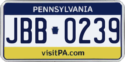 PA license plate JBB0239