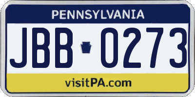 PA license plate JBB0273