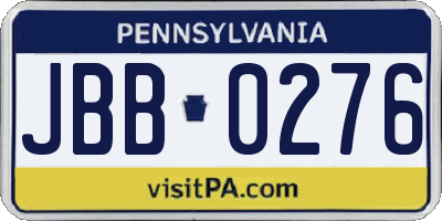 PA license plate JBB0276