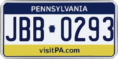 PA license plate JBB0293