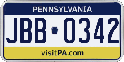 PA license plate JBB0342
