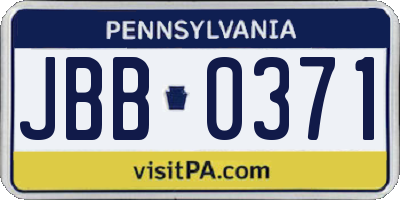 PA license plate JBB0371
