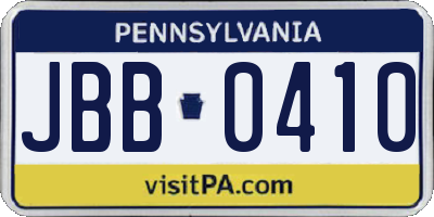 PA license plate JBB0410