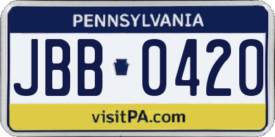 PA license plate JBB0420