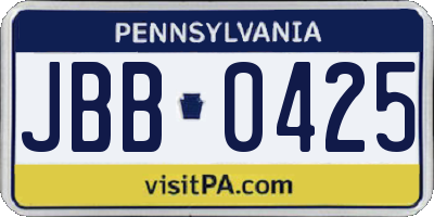 PA license plate JBB0425
