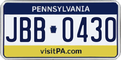 PA license plate JBB0430