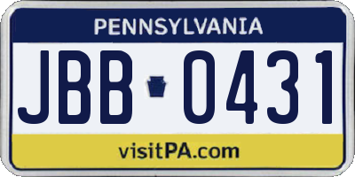 PA license plate JBB0431