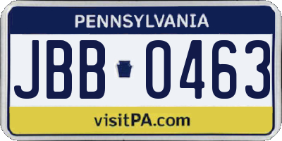 PA license plate JBB0463