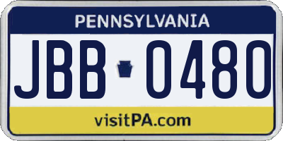 PA license plate JBB0480