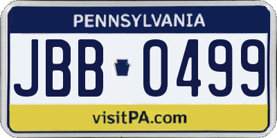 PA license plate JBB0499