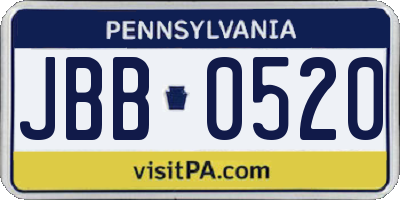 PA license plate JBB0520