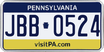 PA license plate JBB0524