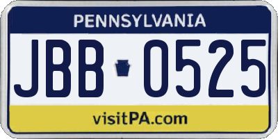 PA license plate JBB0525