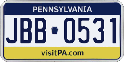 PA license plate JBB0531
