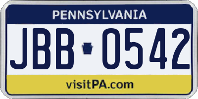 PA license plate JBB0542