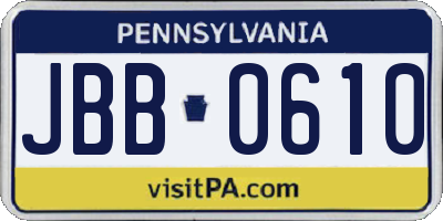 PA license plate JBB0610