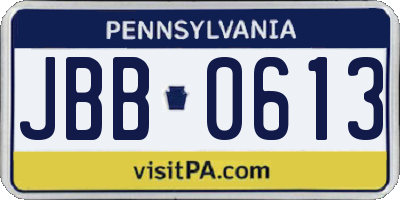 PA license plate JBB0613