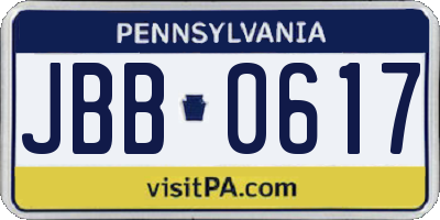 PA license plate JBB0617