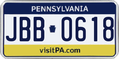 PA license plate JBB0618