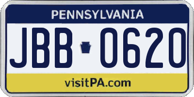 PA license plate JBB0620