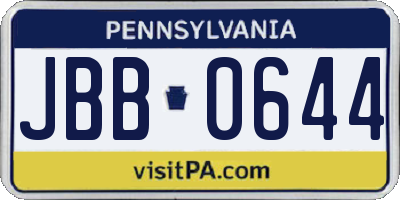 PA license plate JBB0644