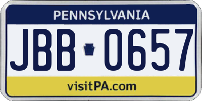 PA license plate JBB0657