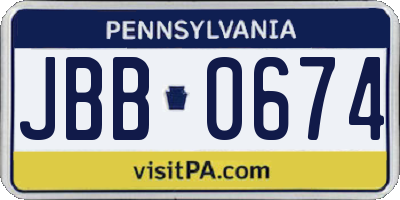 PA license plate JBB0674
